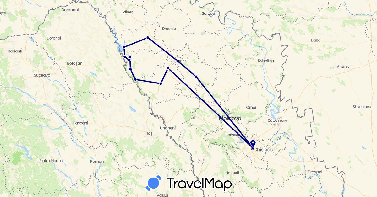 TravelMap itinerary: driving in Moldova (Europe)